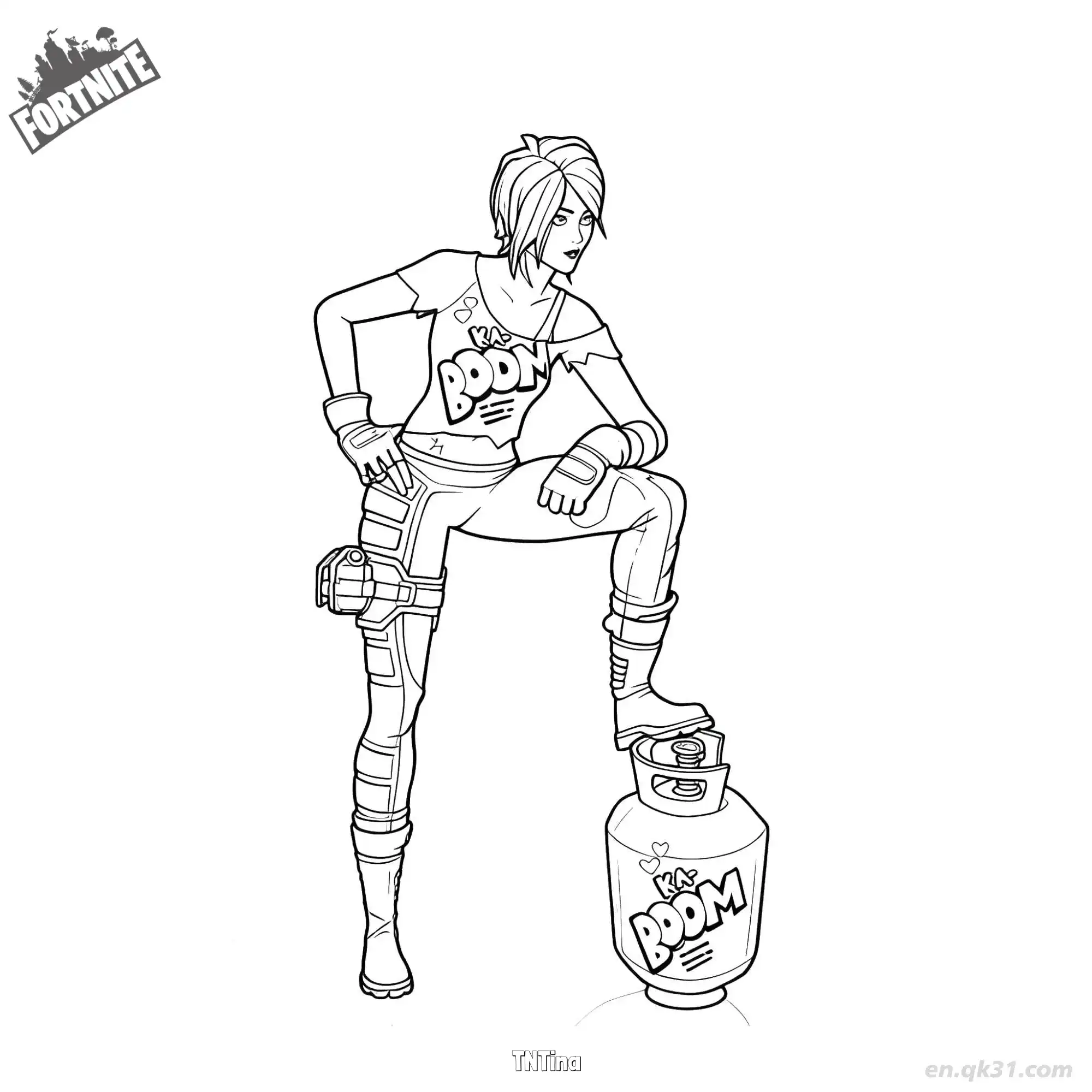 免费 TNT蒂娜 03简笔画 素描 涂鸦 - 免费可打印堡垒之夜 下载PDF 简笔画涂色页
